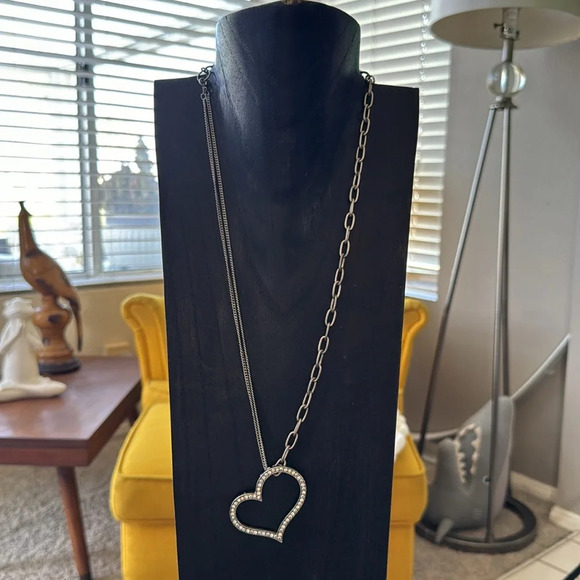 Silver rhinestone mixed chain statement necklace - Picture 3 of 9